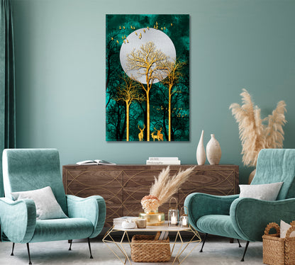 Luxurious Abstract Forest with Deer Canvas Print-Canvas Print-CetArt-1 panel-16x24 inches-CetArt