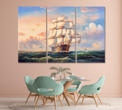 Big Sailboat at Sea Canvas Print-Canvas Print-CetArt-1 Panel-24x16 inches-CetArt