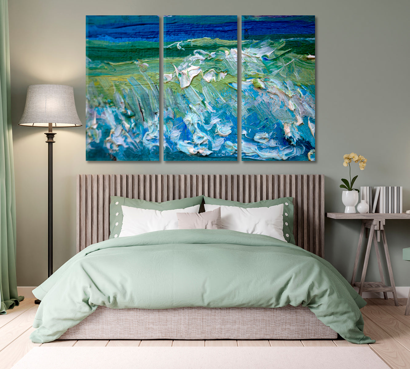 Abstract Blue Waterfall Canvas Print-Canvas Print-CetArt-3 Panels-36x24 inches-CetArt