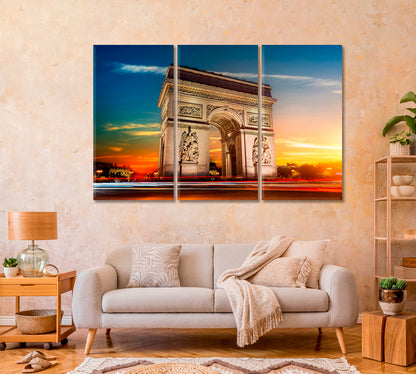 Arch of Triumph in Paris at Night Canvas Print-Canvas Print-CetArt-1 Panel-24x16 inches-CetArt