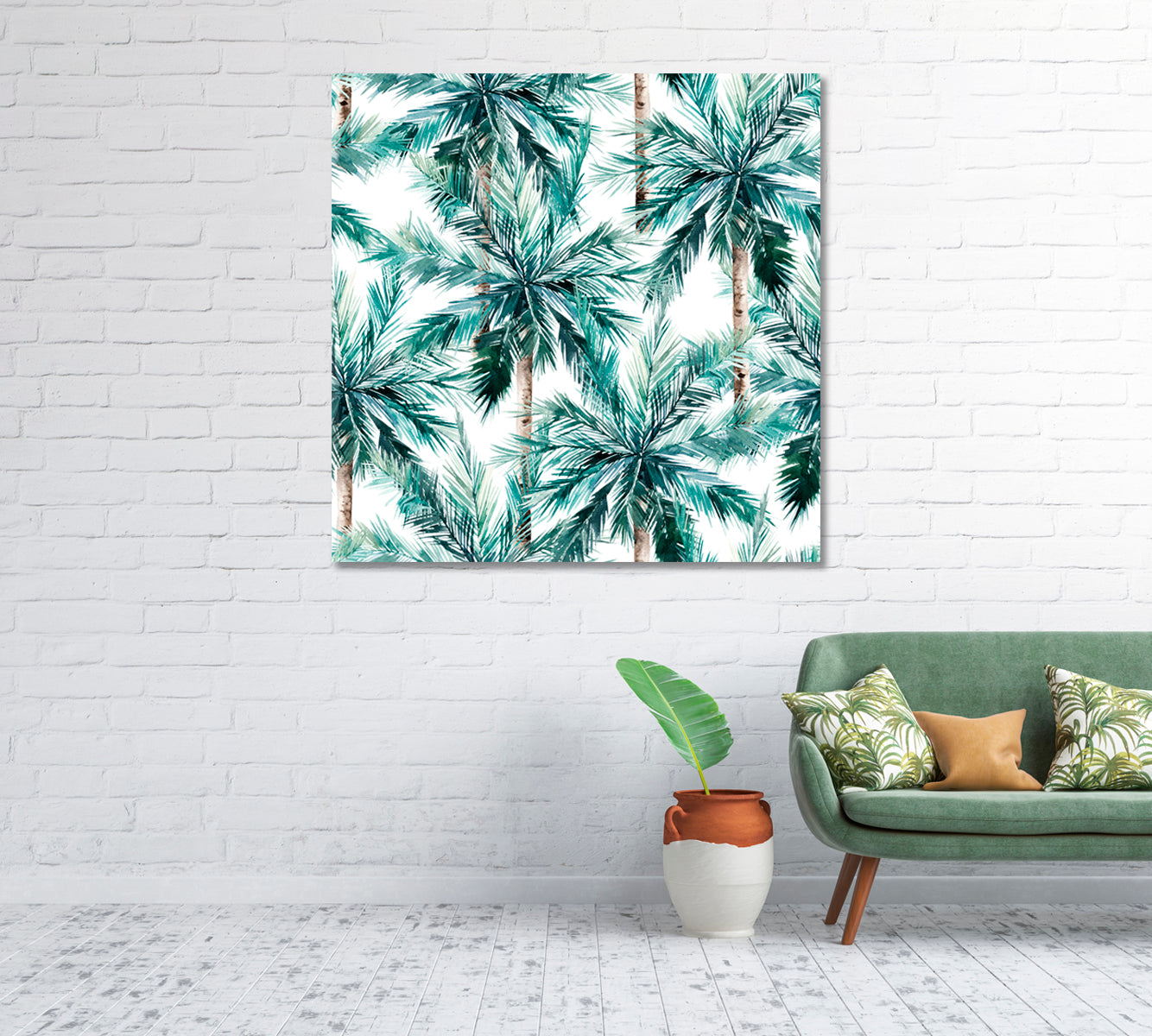 Watercolor Coconut Palms Canvas Print-Canvas Print-CetArt-1 panel-12x12 inches-CetArt