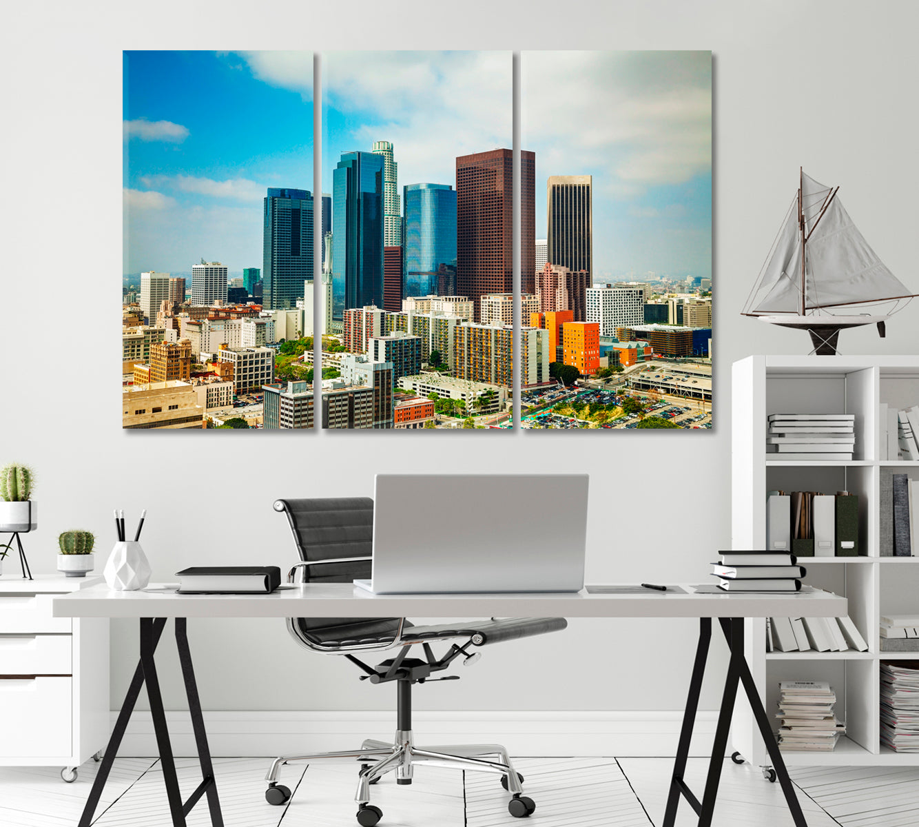 Los Angeles Cityscape on Sunny Day Canvas Print-Canvas Print-CetArt-1 Panel-24x16 inches-CetArt