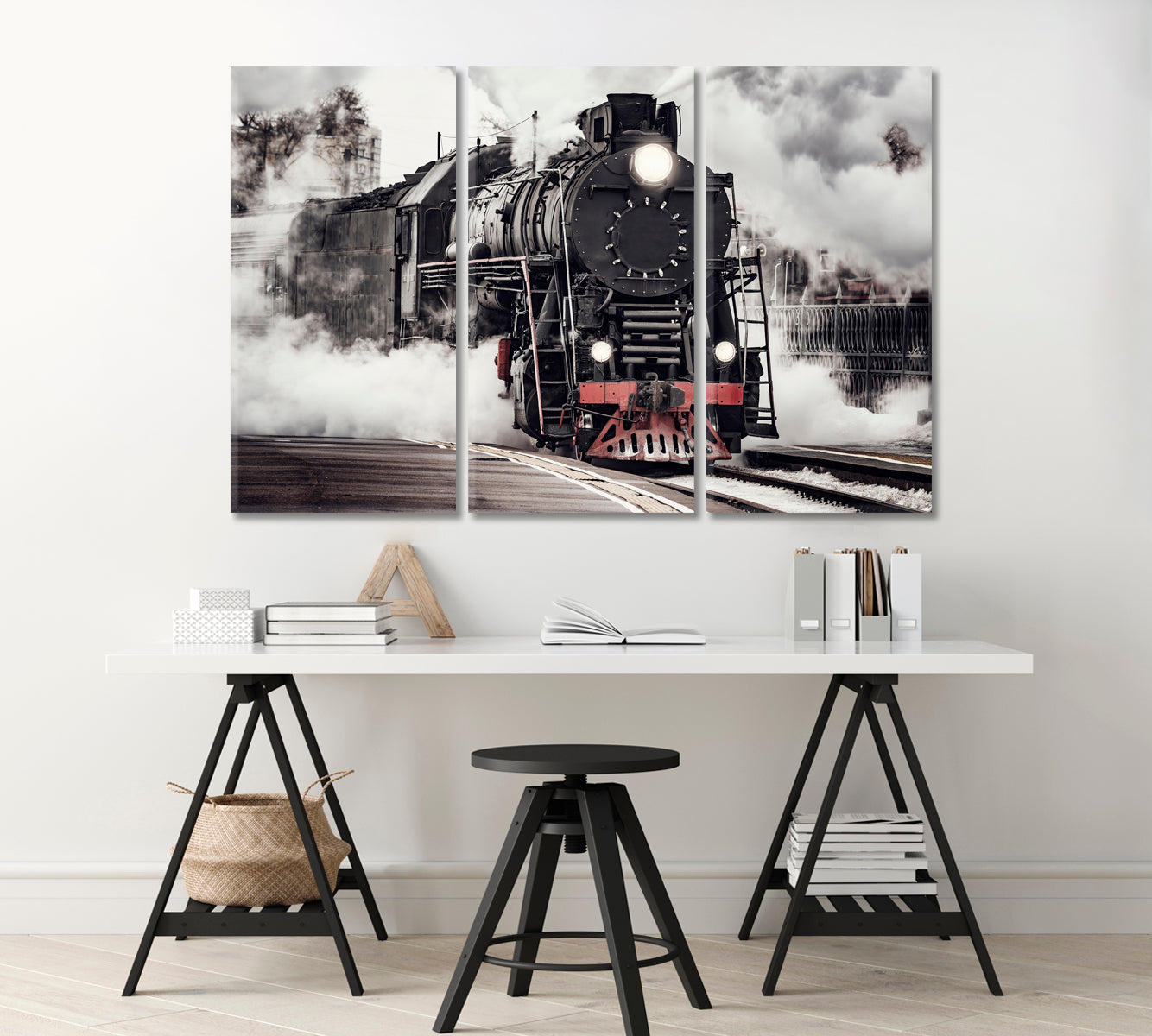 Steam Train Canvas Print-Canvas Print-CetArt-1 Panel-24x16 inches-CetArt