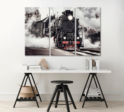 Steam Train Canvas Print-Canvas Print-CetArt-1 Panel-24x16 inches-CetArt