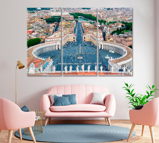 St Peter Square Vatican Rome Canvas Print-Canvas Print-CetArt-1 Panel-24x16 inches-CetArt