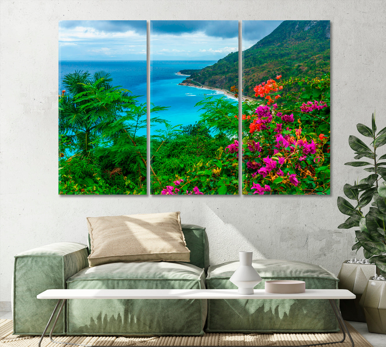 Natural Wild Landscape with Azure Sea Ocean Water Dominican Republic Canvas Print-Canvas Print-CetArt-1 Panel-24x16 inches-CetArt