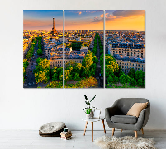 Panoramic View of Paris With the Eiffel Tower Canvas Print-Canvas Print-CetArt-1 Panel-24x16 inches-CetArt