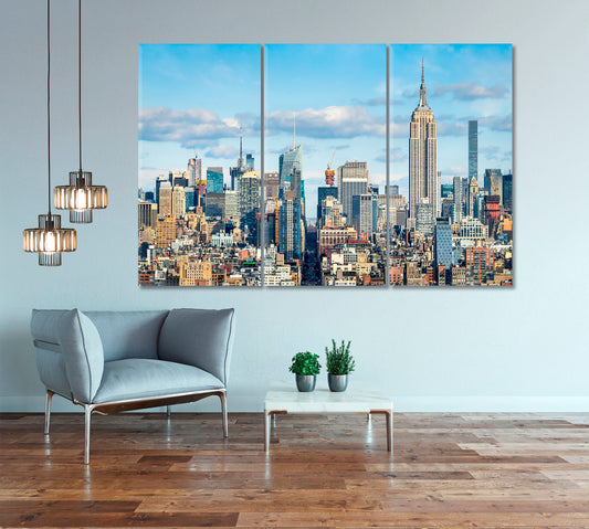 Skyscrapers Manhattan New York Canvas Print-Canvas Print-CetArt-3 Panels-36x24 inches-CetArt