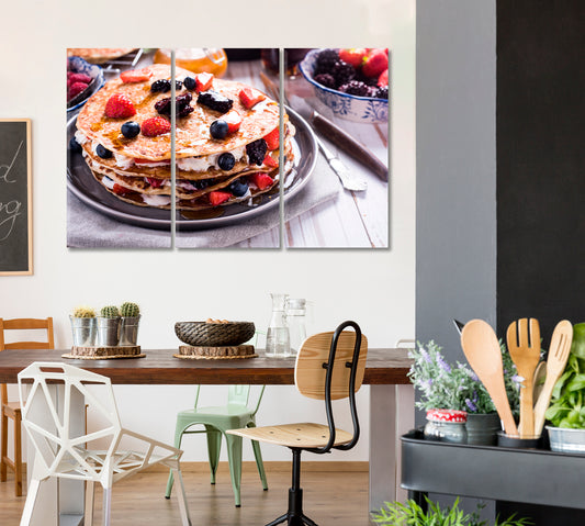 Pancake with Berry Fruits Canvas Print-Canvas Print-CetArt-1 Panel-24x16 inches-CetArt