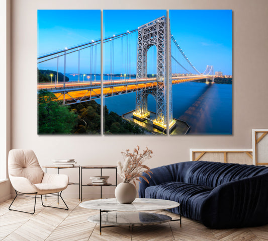 George Washington Bridge the Hudson River New York Canvas Print-Canvas Print-CetArt-1 Panel-24x16 inches-CetArt