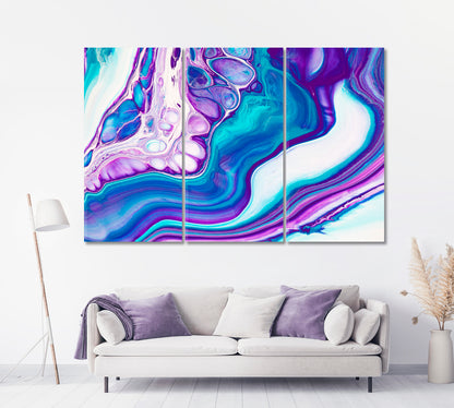 Mixing White Purple and Blue Liquid Acrylic Weave Canvas Print-Canvas Print-CetArt-1 Panel-24x16 inches-CetArt