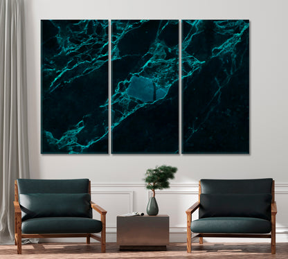 Dark Green Marble Abstraction Canvas Print-Canvas Print-CetArt-3 Panels-36x24 inches-CetArt