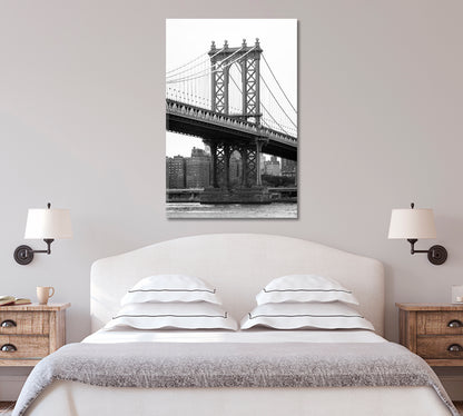 Manhattan Bridge and East River New York City Canvas Print-Canvas Print-CetArt-1 panel-16x24 inches-CetArt