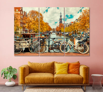 Netherlands Cityscape with Amstel River View Canvas Print-Canvas Print-CetArt-1 Panel-24x16 inches-CetArt