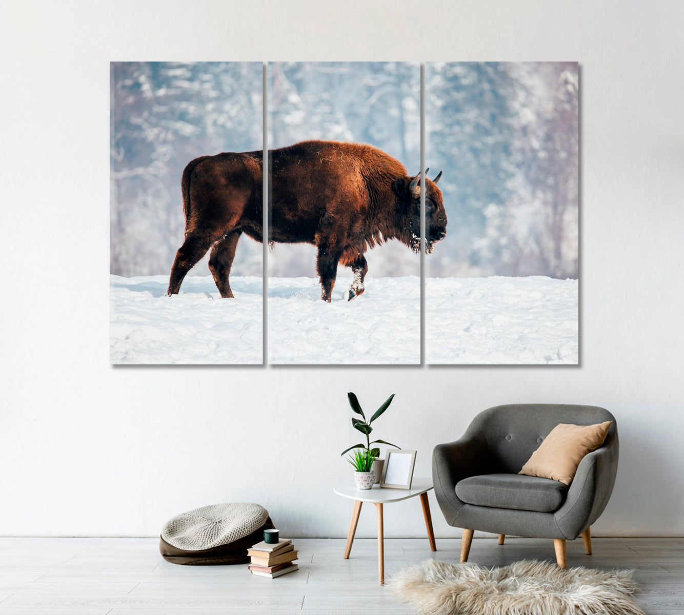 Bison in Winter Canvas Print-Canvas Print-CetArt-1 Panel-24x16 inches-CetArt