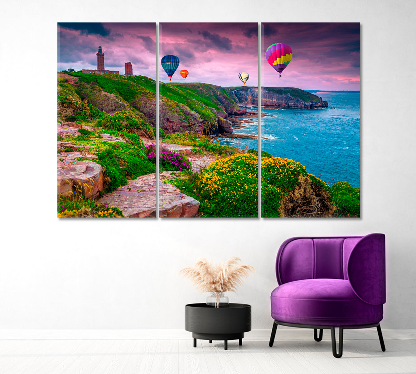 Fantastic Landscape with Air Balloons at Sunset Canvas Print-Canvas Print-CetArt-1 Panel-24x16 inches-CetArt