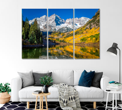 Maroon Bells Surrounded in Autumn Canvas Print-Canvas Print-CetArt-1 Panel-24x16 inches-CetArt