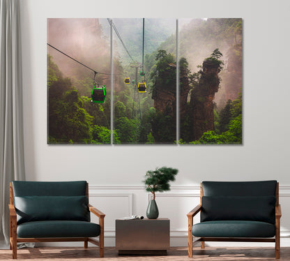 Zhangjiajie National Forest Park with Cable Car China Canvas Print-Canvas Print-CetArt-1 Panel-24x16 inches-CetArt
