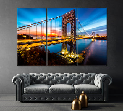 George Washington Bridge at Sunset Canvas Print-Canvas Print-CetArt-1 Panel-24x16 inches-CetArt