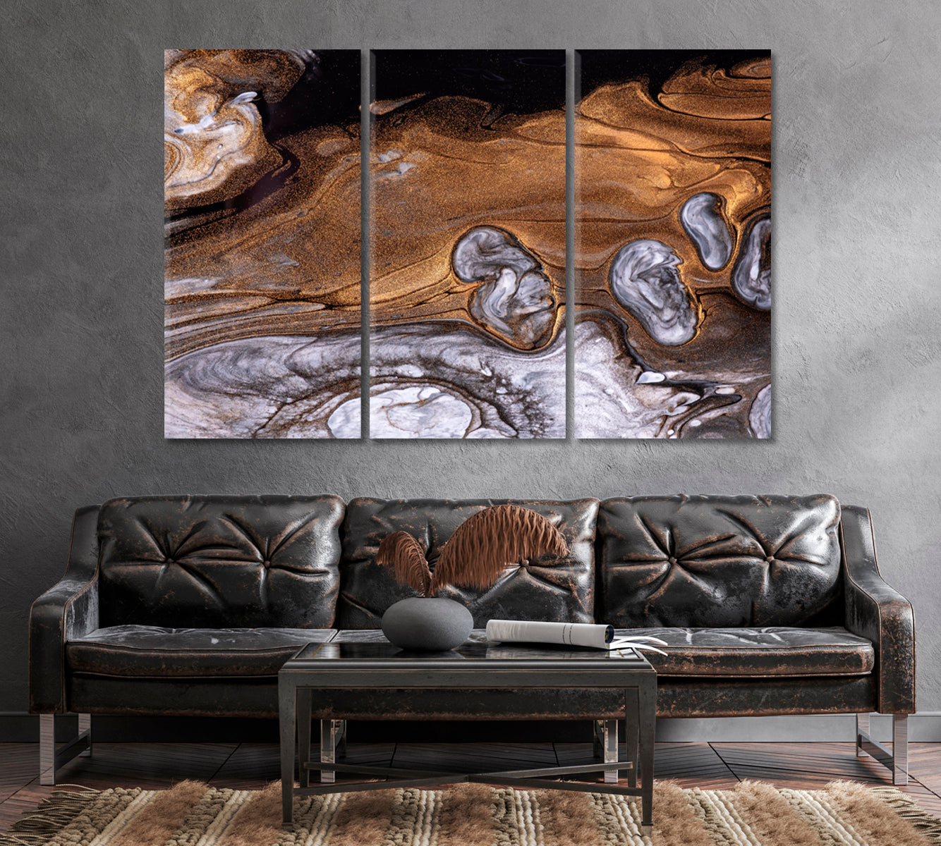 Abstract Bronze Wavy Marble Canvas Print-Canvas Print-CetArt-1 Panel-24x16 inches-CetArt
