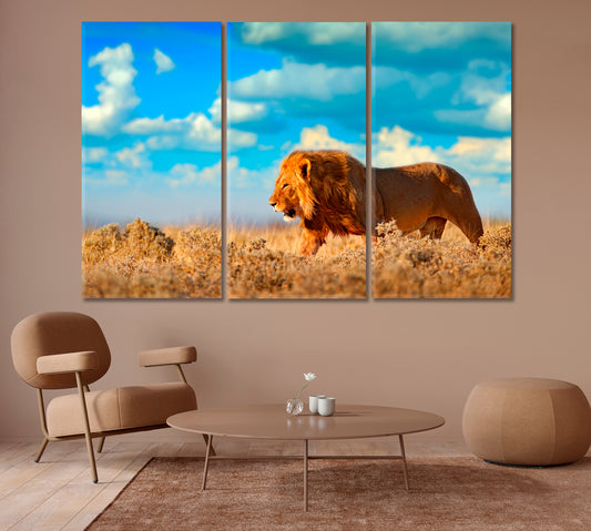 Wild African Lion Canvas Print-Canvas Print-CetArt-1 Panel-24x16 inches-CetArt