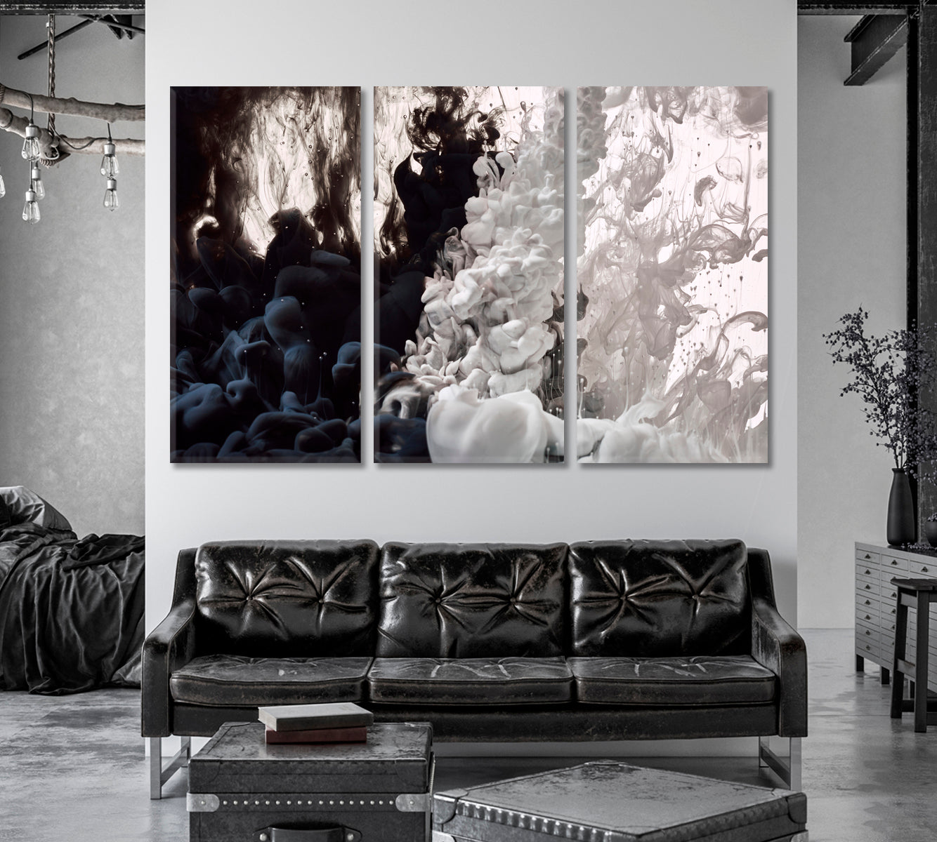 Abstract Black And White Paint Splash in Water Canvas Print-Canvas Print-CetArt-1 Panel-24x16 inches-CetArt