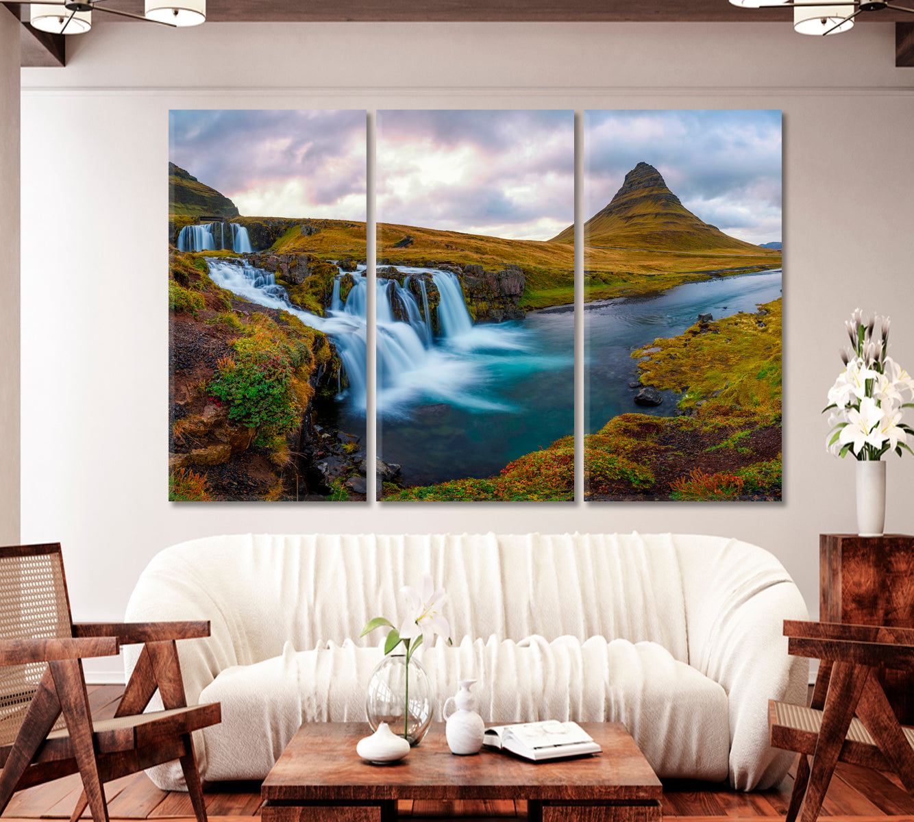 Kirkjufellsfoss Waterfall with Kirkjufell Mountain Iceland Canvas Print-Canvas Print-CetArt-1 Panel-24x16 inches-CetArt