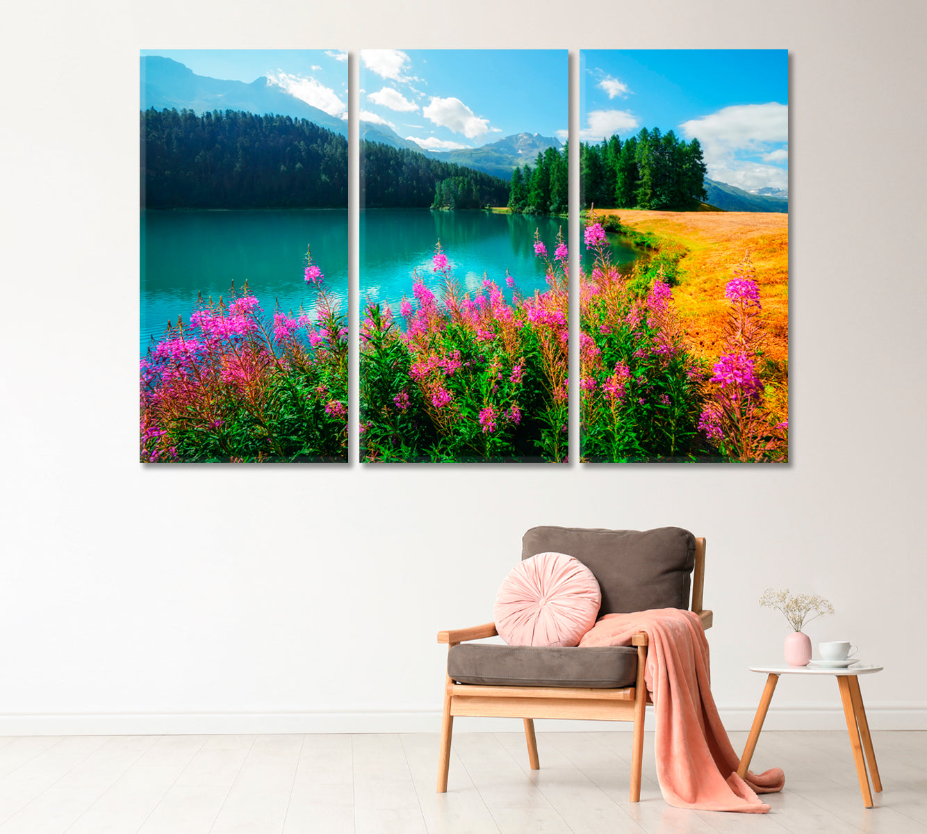 Summer Landscape On The Champferersee Lake Switzerland Canvas Print-Canvas Print-CetArt-1 Panel-24x16 inches-CetArt