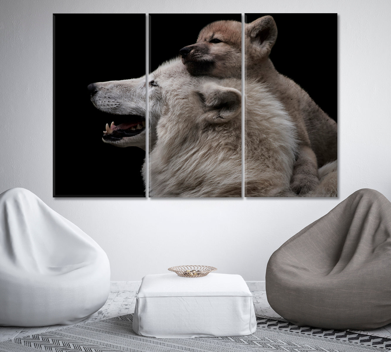 Arctic She-Wolf with Cub Canvas Print-Canvas Print-CetArt-1 Panel-24x16 inches-CetArt