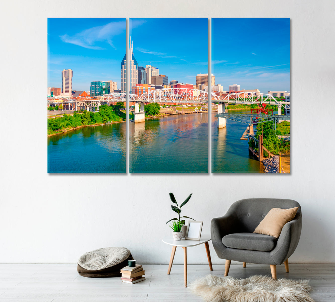 Nashville City on the Cumberland River USA Canvas Print-Canvas Print-CetArt-1 Panel-24x16 inches-CetArt