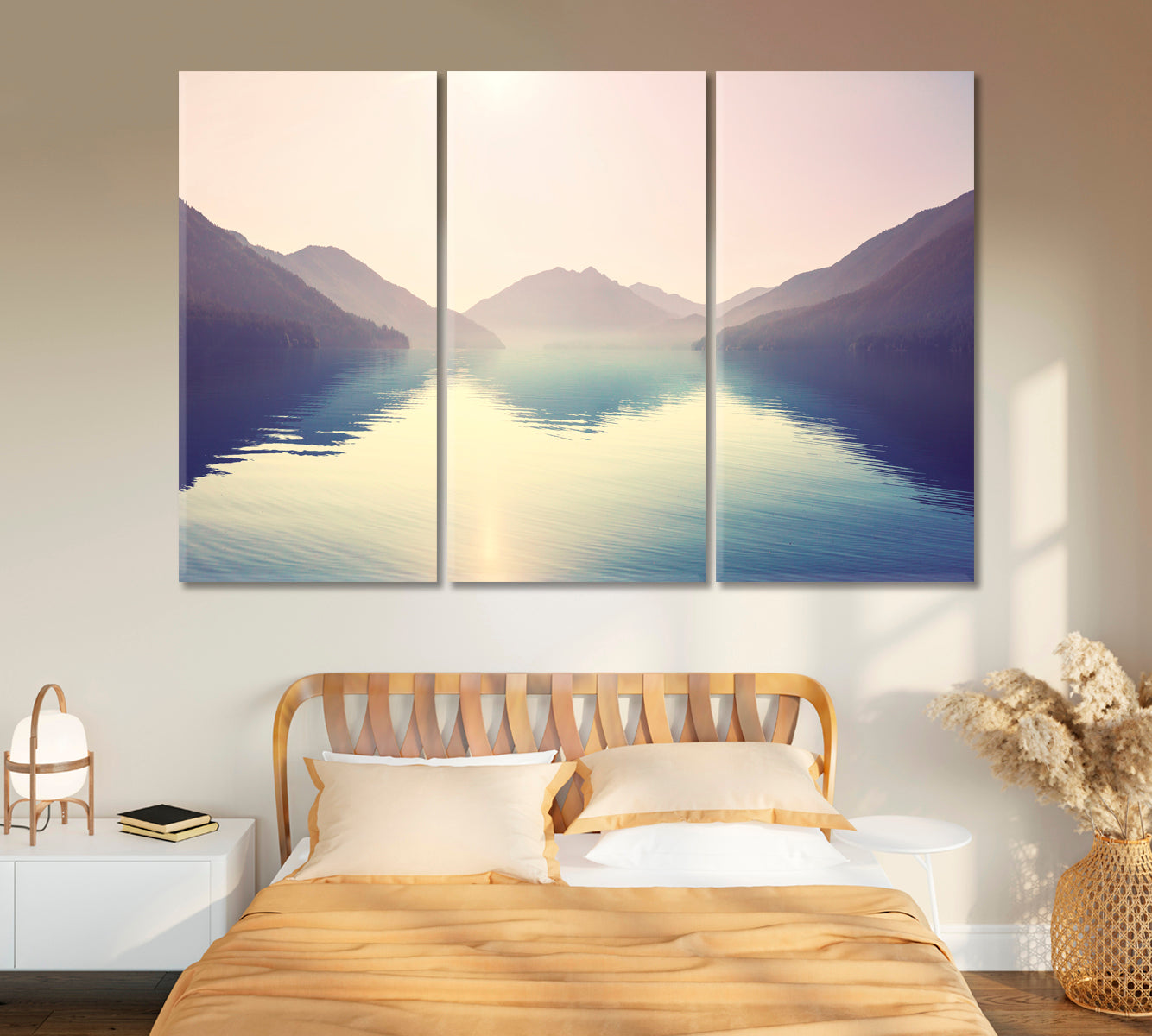 Serenity Mountain Landscape with Lake Canvas Print-Canvas Print-CetArt-1 Panel-24x16 inches-CetArt