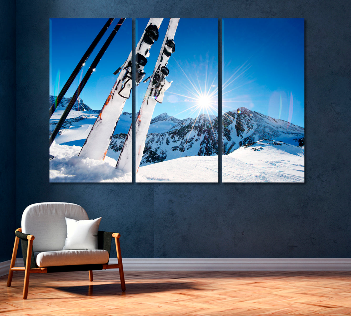 Ski Equipment in Mountains in Snow Canvas Print-Canvas Print-CetArt-1 Panel-24x16 inches-CetArt