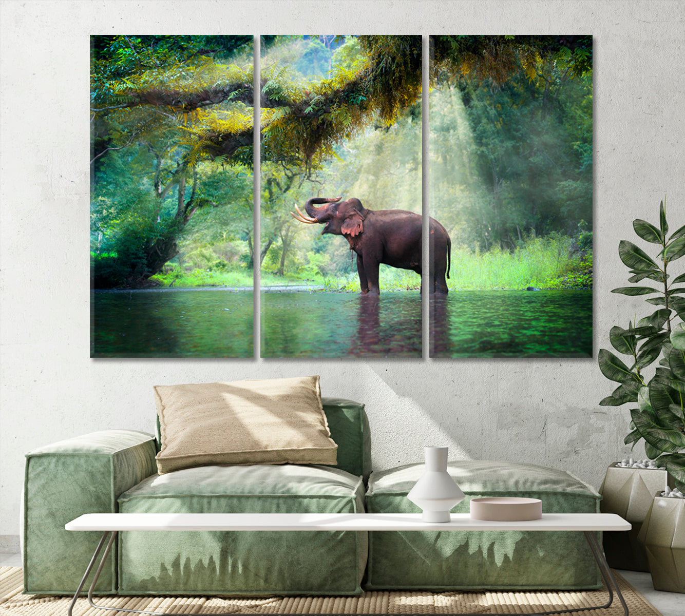 Wild Elephant in the Fairy Forest Thailand Canvas Print-Canvas Print-CetArt-1 Panel-24x16 inches-CetArt