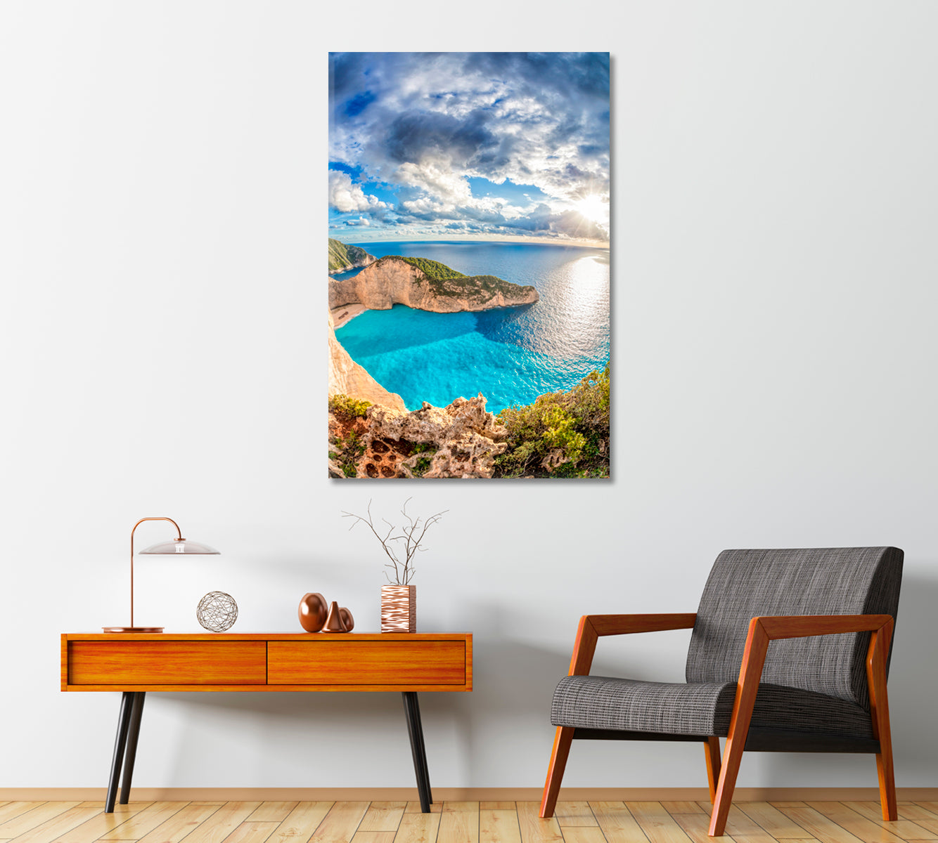 Navagio Beach Zakynthos Island Greece Canvas Print-Canvas Print-CetArt-1 panel-16x24 inches-CetArt