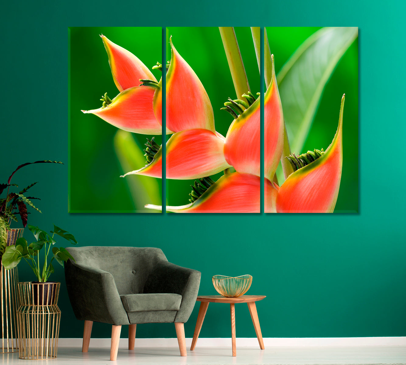 Red Tropical Flower Heliconia Canvas Print-Canvas Print-CetArt-1 Panel-24x16 inches-CetArt