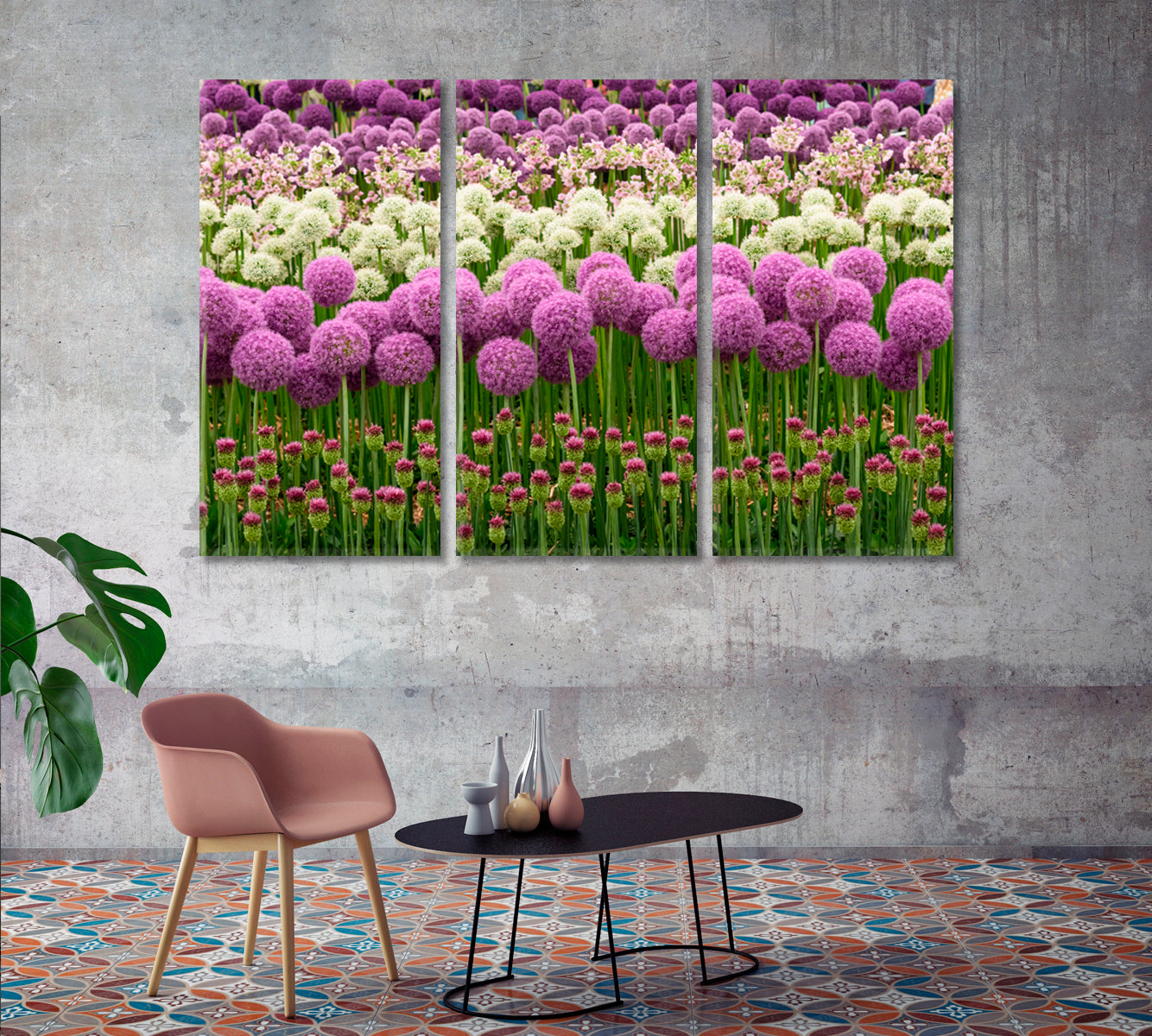 Blooming Purple and White Allium Canvas Print-Canvas Print-CetArt-1 Panel-24x16 inches-CetArt