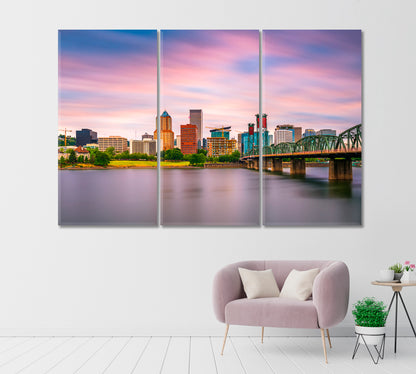 Portland Oregon on the Willamette River Canvas Print-Canvas Print-CetArt-1 Panel-24x16 inches-CetArt