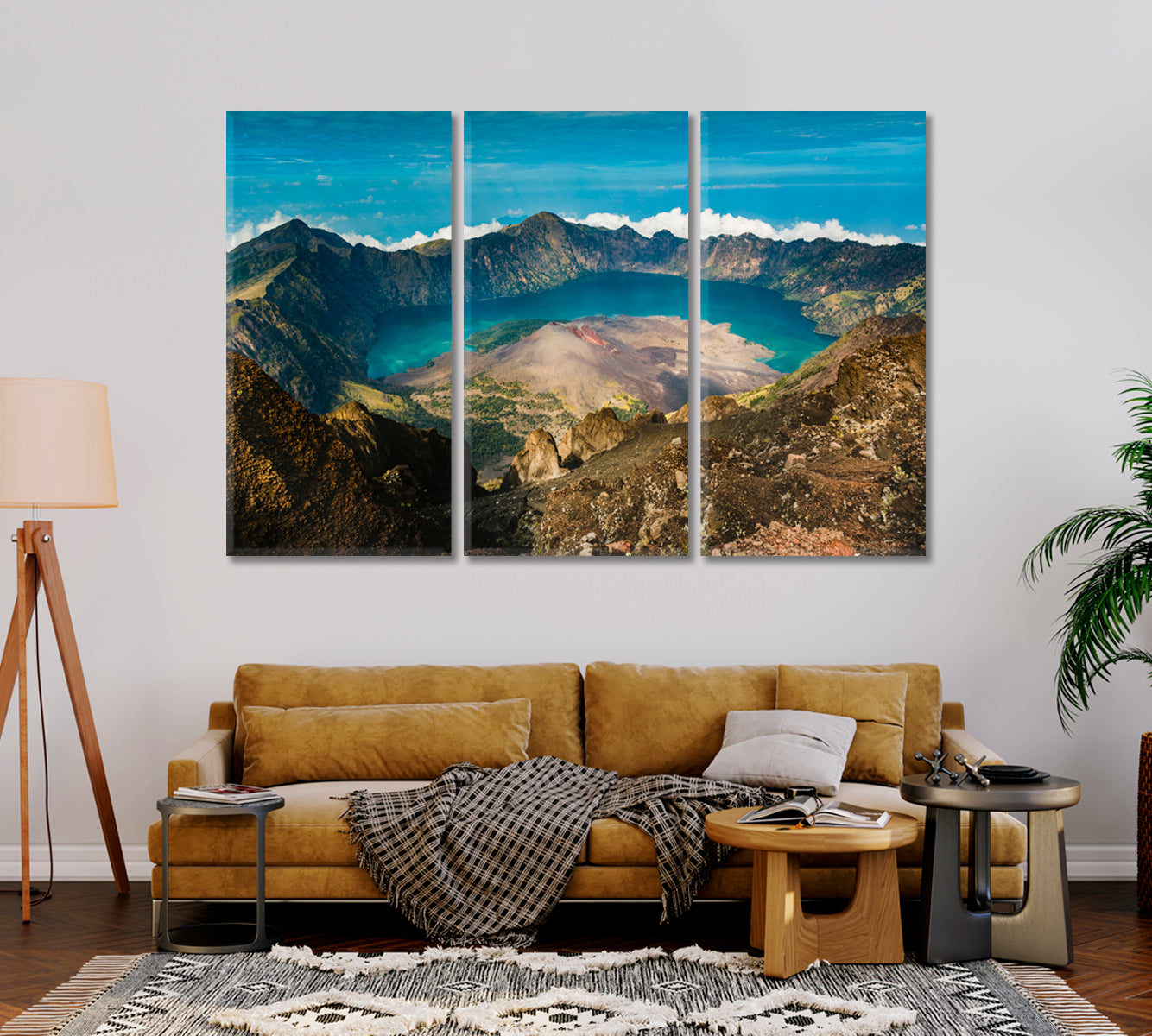 Mount Rinjani Gunung Rinjani Volcanic Mountain with Crater Lake Canvas Print-Canvas Print-CetArt-1 Panel-24x16 inches-CetArt