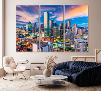 Dallas Skyline USA Canvas Print-Canvas Print-CetArt-1 Panel-24x16 inches-CetArt