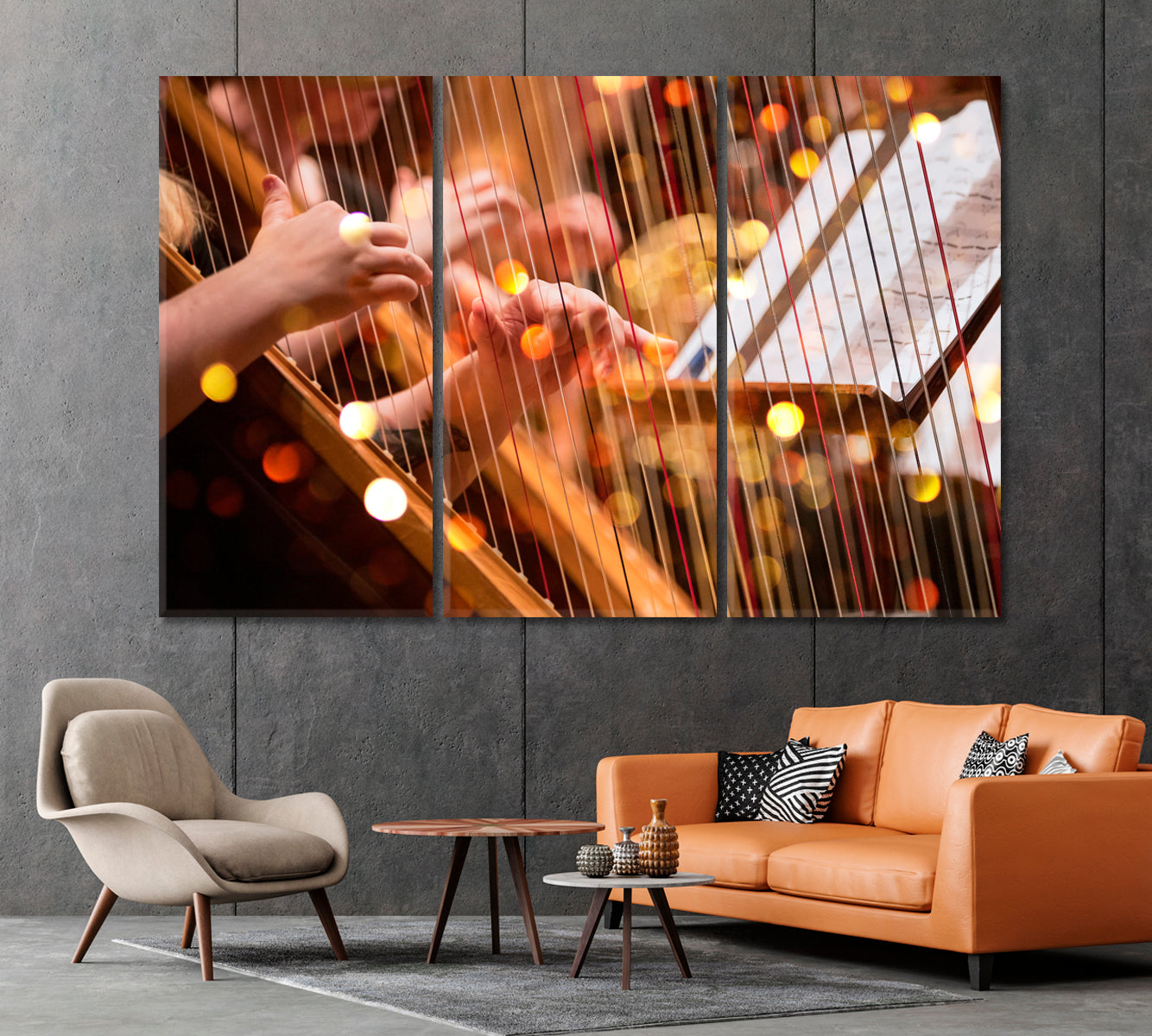 Playing the Harp Close Up Canvas Print-Canvas Print-CetArt-1 Panel-24x16 inches-CetArt