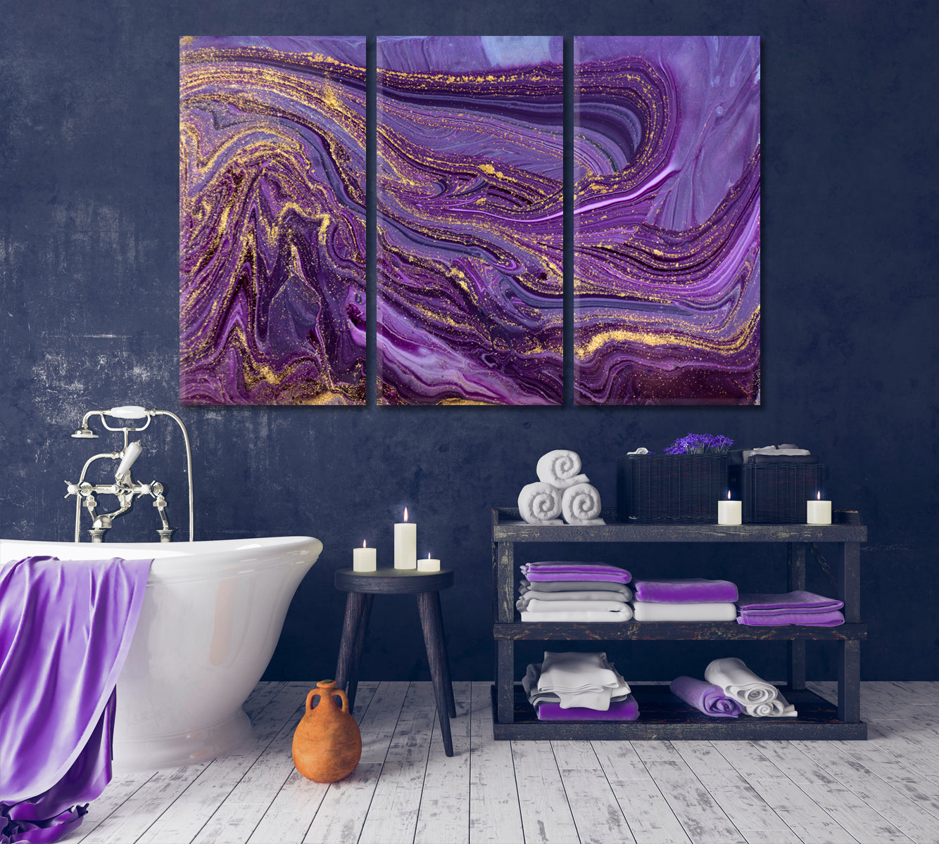 Marbling Pattern in Violet Colors Canvas Print-Canvas Print-CetArt-1 Panel-24x16 inches-CetArt