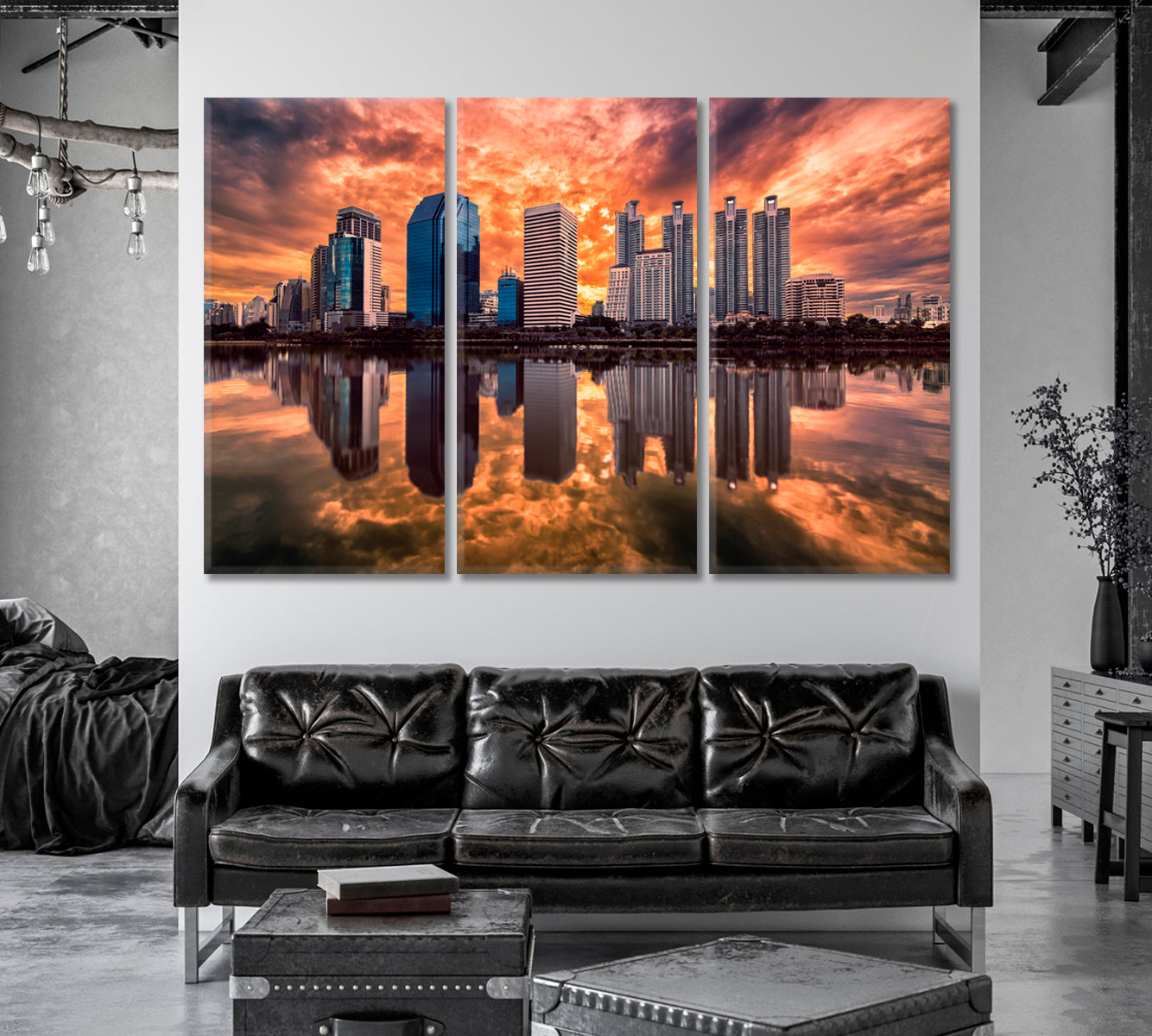 Morning Bangkok Skyline Thailand Canvas Print-Canvas Print-CetArt-1 Panel-24x16 inches-CetArt