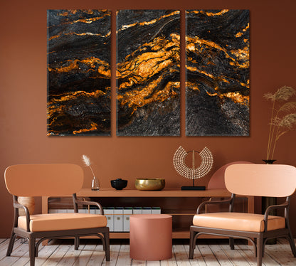 Stunning Black Marble with Luminous Veins Canvas Print-Canvas Print-CetArt-1 Panel-24x16 inches-CetArt