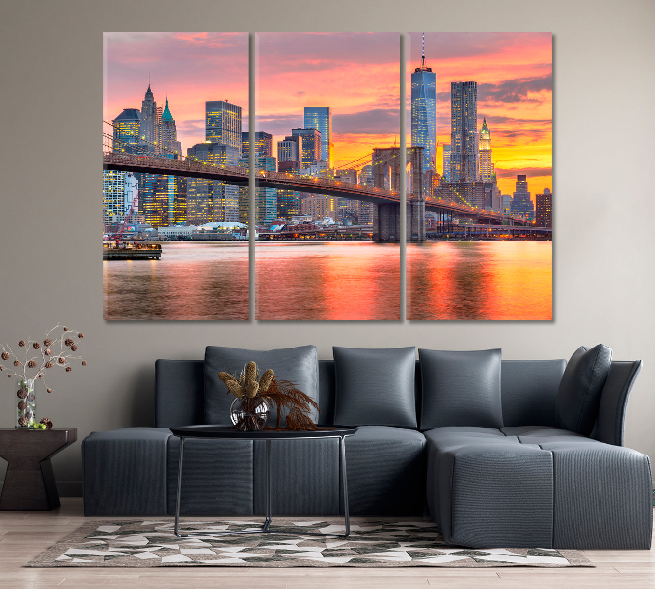 New York Lower Manhattan at Dusk USA Canvas Print-Canvas Print-CetArt-1 Panel-24x16 inches-CetArt