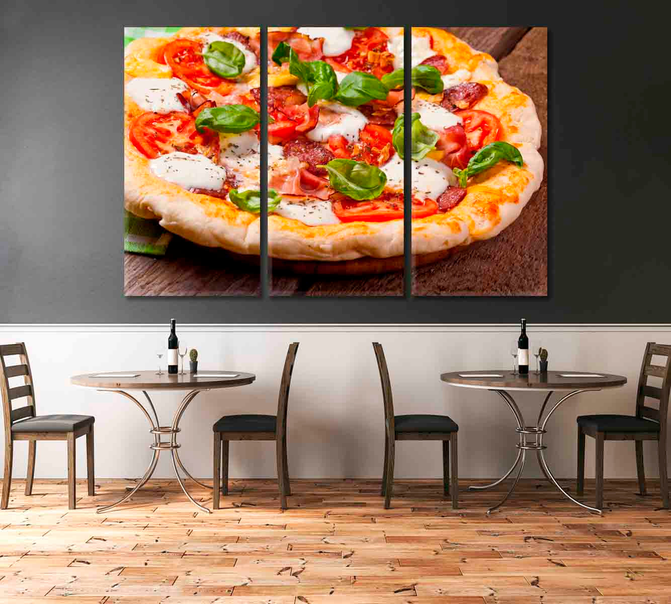 Pizza with Salami and Tomato Canvas Print-Canvas Print-CetArt-1 Panel-24x16 inches-CetArt