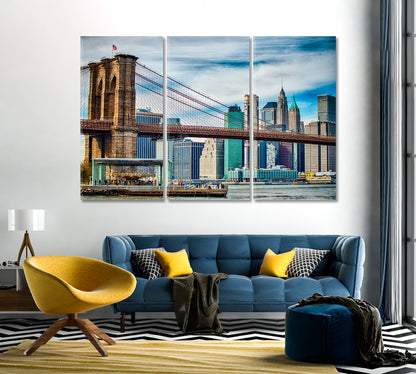 Lower Manhattan New York City Landscape Canvas Print-Canvas Print-CetArt-1 Panel-24x16 inches-CetArt