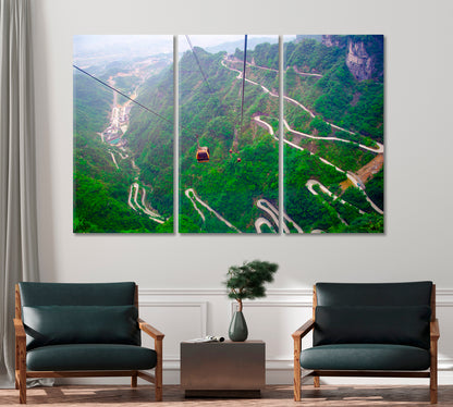 Cable Car with Winding Road in Tianmen Mountain Zhangjiajie National Park China Canvas Print-Canvas Print-CetArt-1 Panel-24x16 inches-CetArt