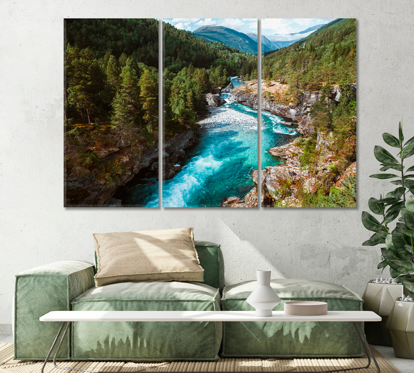 Amazing Turquoise River in Norway Canvas Print-Canvas Print-CetArt-1 Panel-24x16 inches-CetArt