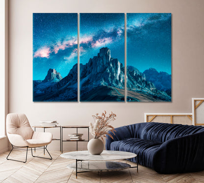 Milky Way in Dolomites Alps Italy Canvas Print-Canvas Print-CetArt-1 Panel-24x16 inches-CetArt