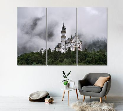 Neuschwanstein Castle on Foggy Day Canvas Print-Canvas Print-CetArt-1 Panel-24x16 inches-CetArt